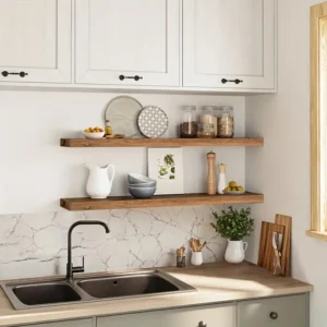 Zwevende planken 2 stuks hout