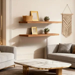 Zwevende planken 2 stuks hout