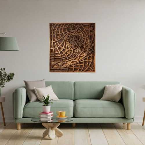 Abstracte Spiraal vormige Houten Muurkunst - Afbeelding 2